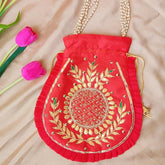 Multi color Potli Bag Handwork Pouch for women, drawstring potli purse bag with gota patti/Purse for Weddings, Return Favours